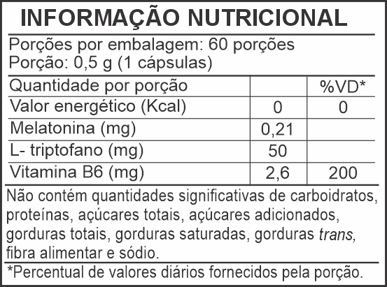 Informação Nutricional - MELATONINA